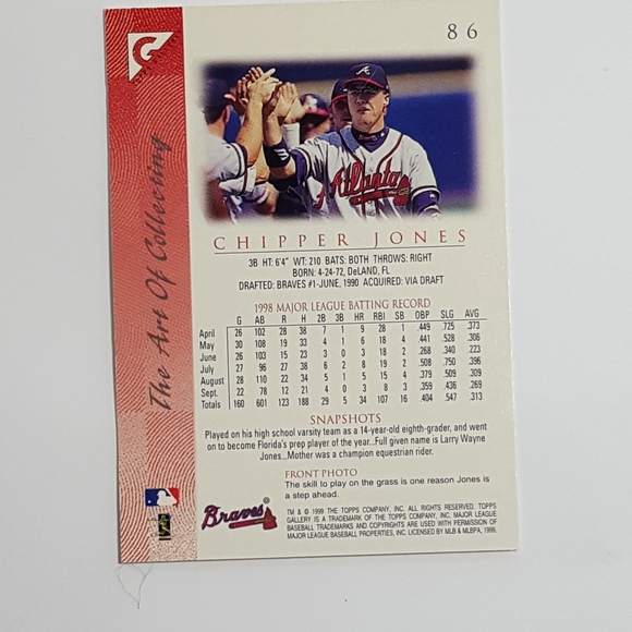 1999 Topps Chipper Jones - Picture 2 of 3
